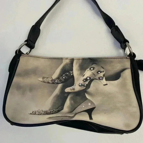 Black & grey bedazzled shoe mini shoulder purse. - Picture 2 of 4